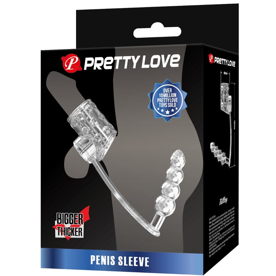 PRETTY LOVE - MANCHON PÉNIS AVEC PLUG ANAL TRANSPARENT