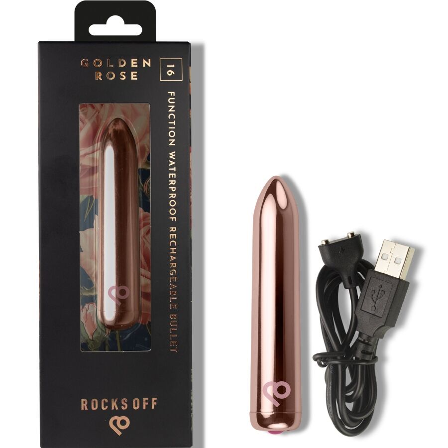 ROCKS-OFF - BALLE VIBRANTE RECHARGEABLE ROSE DORÉE
