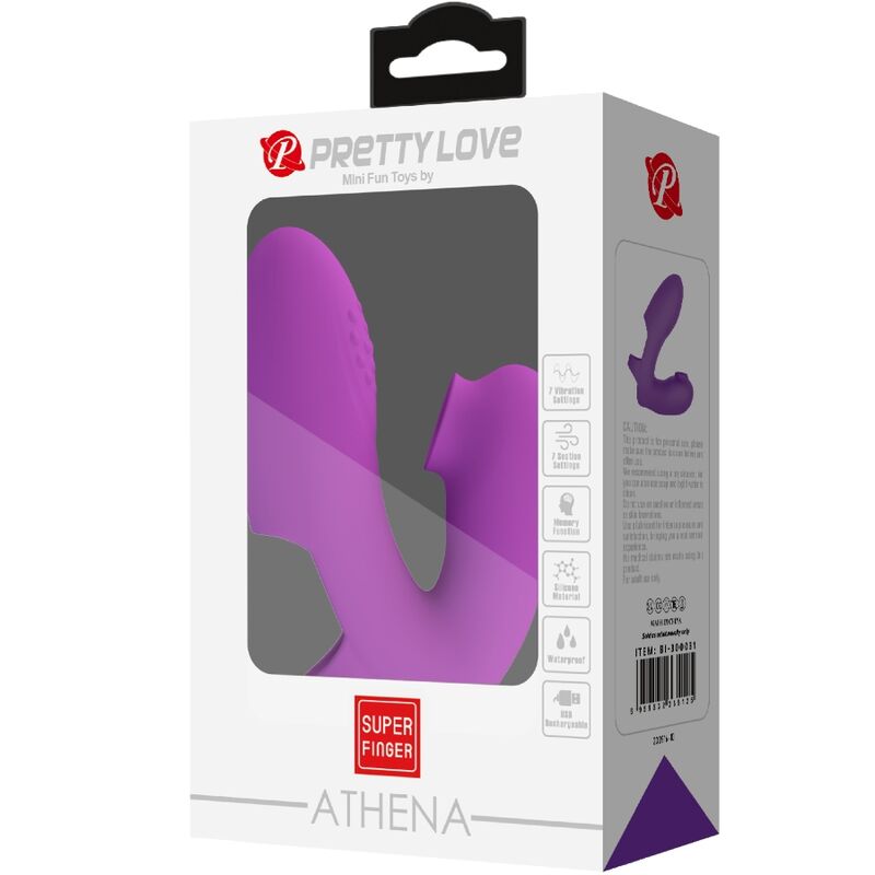 PRETTY LOVE - VIBRATEUR DE DOIGTS ATHENA AVEC STIMULATEUR DE CLITORIS VIOLET