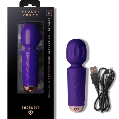 ROCKS-OFF - MINI BAGUETTE RECHARGEABLE 16 FONCTIONS VIOLET DREAM