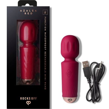 ROCKS-OFF - MINI BAGUETTE RECHARGEABLE 16 FONCTIONS ROUGE AZALÉE