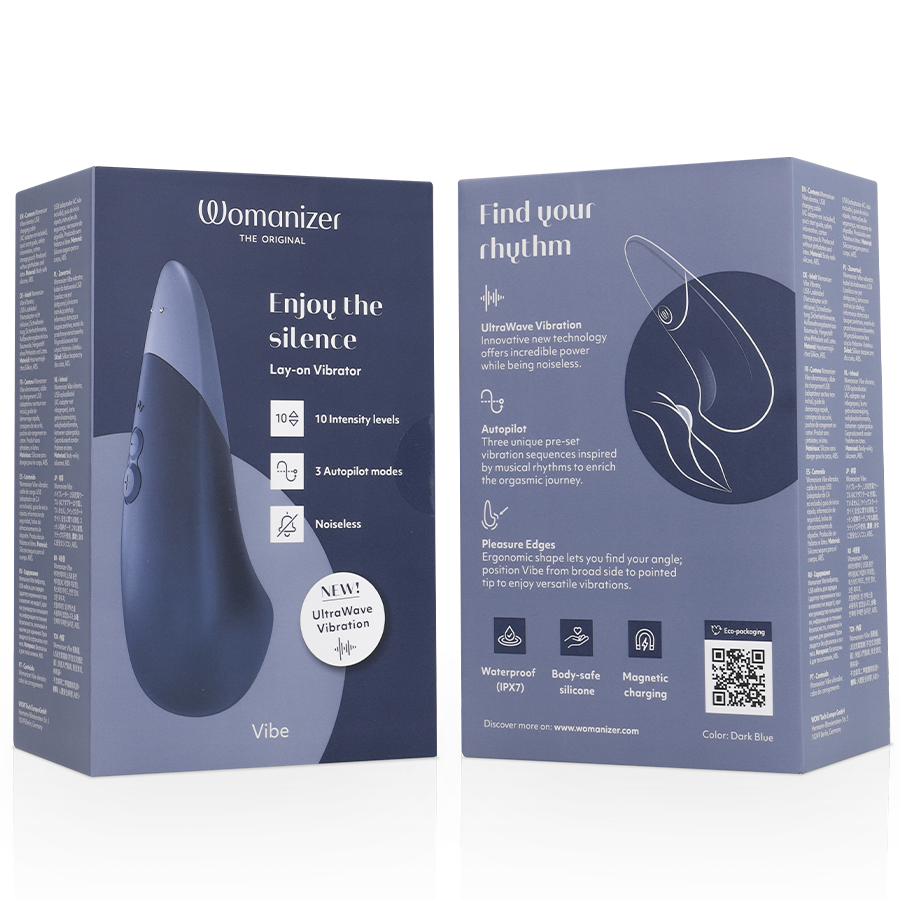WOMANIZER - VIBE LAY-ON VIBRATEUR SILENCIEUX BLEU FONCÉ