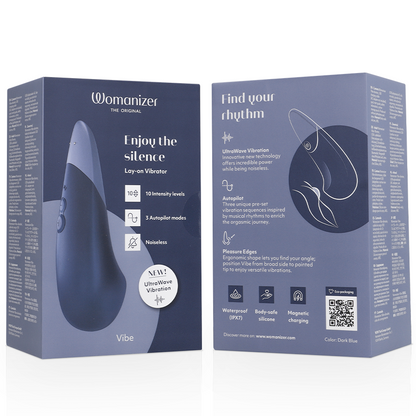WOMANIZER - VIBE LAY-ON VIBRATEUR SILENCIEUX BLEU FONCÉ