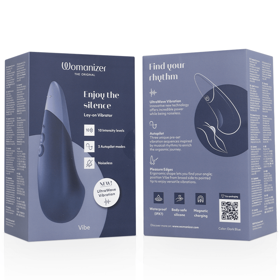 WOMANIZER - VIBE LAY - ON VIBRATEUR SILENCIEUX BLEU FONCÉ - Élégance ✨