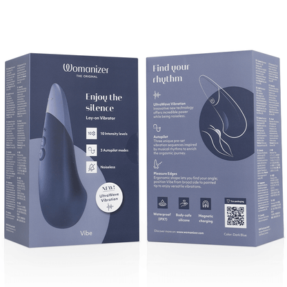 WOMANIZER - VIBE LAY - ON VIBRATEUR SILENCIEUX BLEU FONCÉ - Élégance ✨